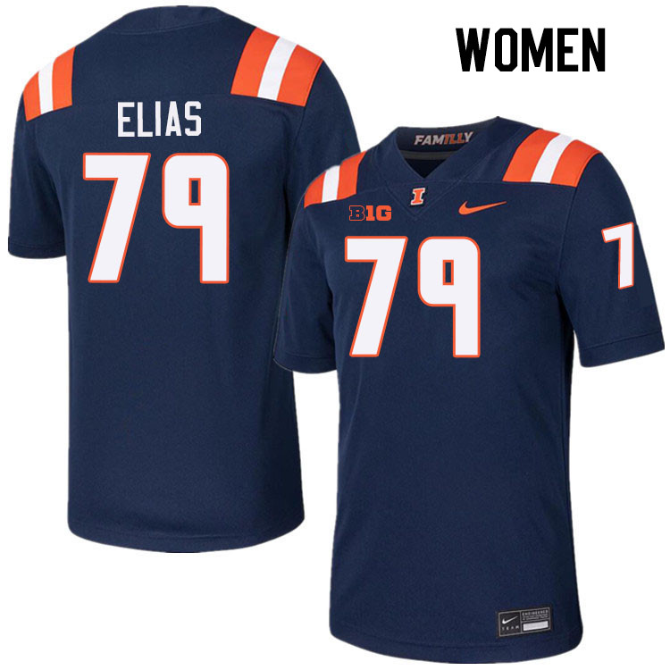 Women #79 Luciano Elias Illinois Fighting Illini College Football Jerseys Stitched-Navy